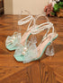 Sandalias de Tacón Grueso Transparentes con Perlas para boda