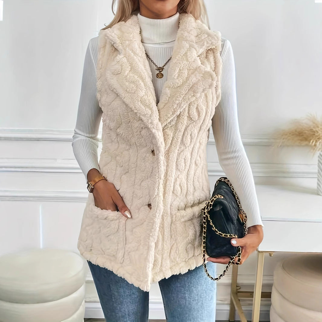 Chaleco Largo Efecto Pelo con Relieve