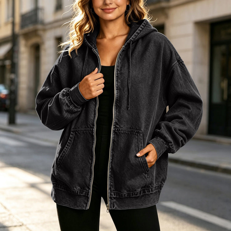 Chaqueta Vaquera Oversize con Capucha estilo urbano