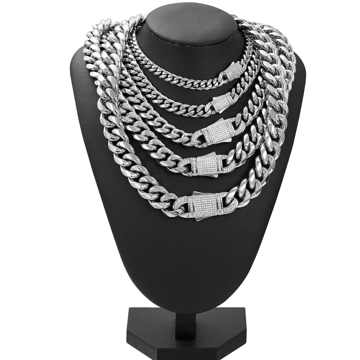 Cadena Cubana de Acero Inoxidable para Hombre y Mujer