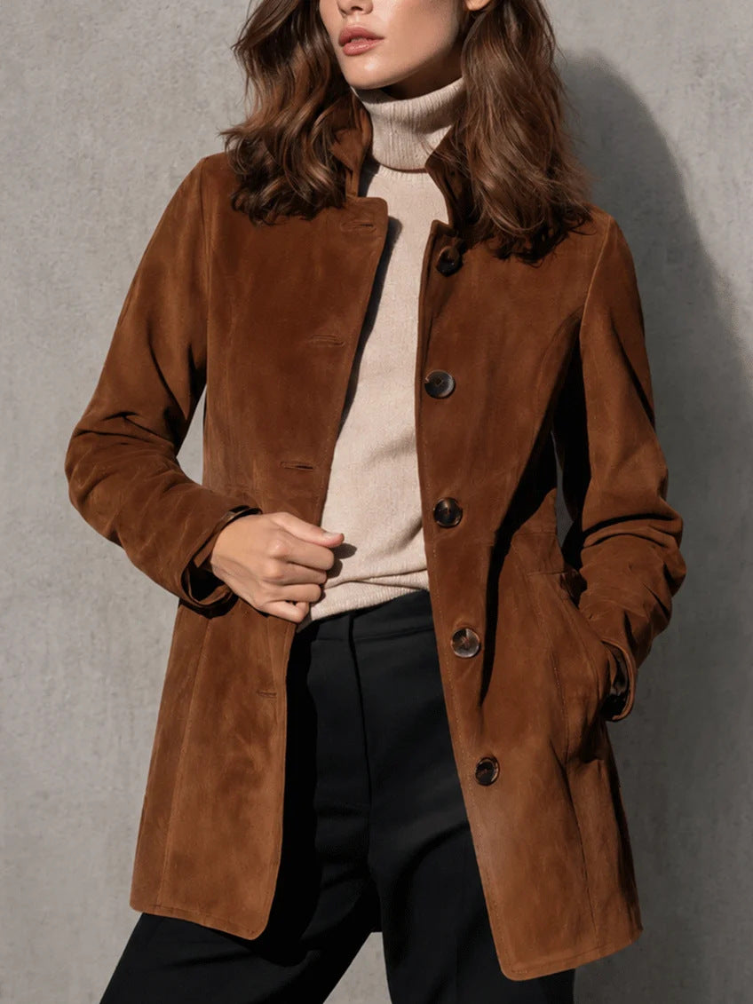 Abrigo Efecto Ante de Estilo Retro para mujer
