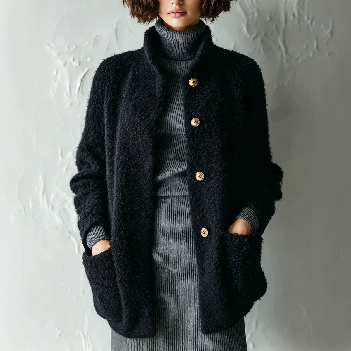 Cárdigan Bouclé de Estilo Retro vintage