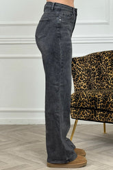 Jeans Wide Leg Vintage Gris Denim para Mujer vista trasera