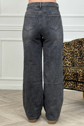 Jeans Wide Leg Vintage Gris Denim para Mujer diseño completo