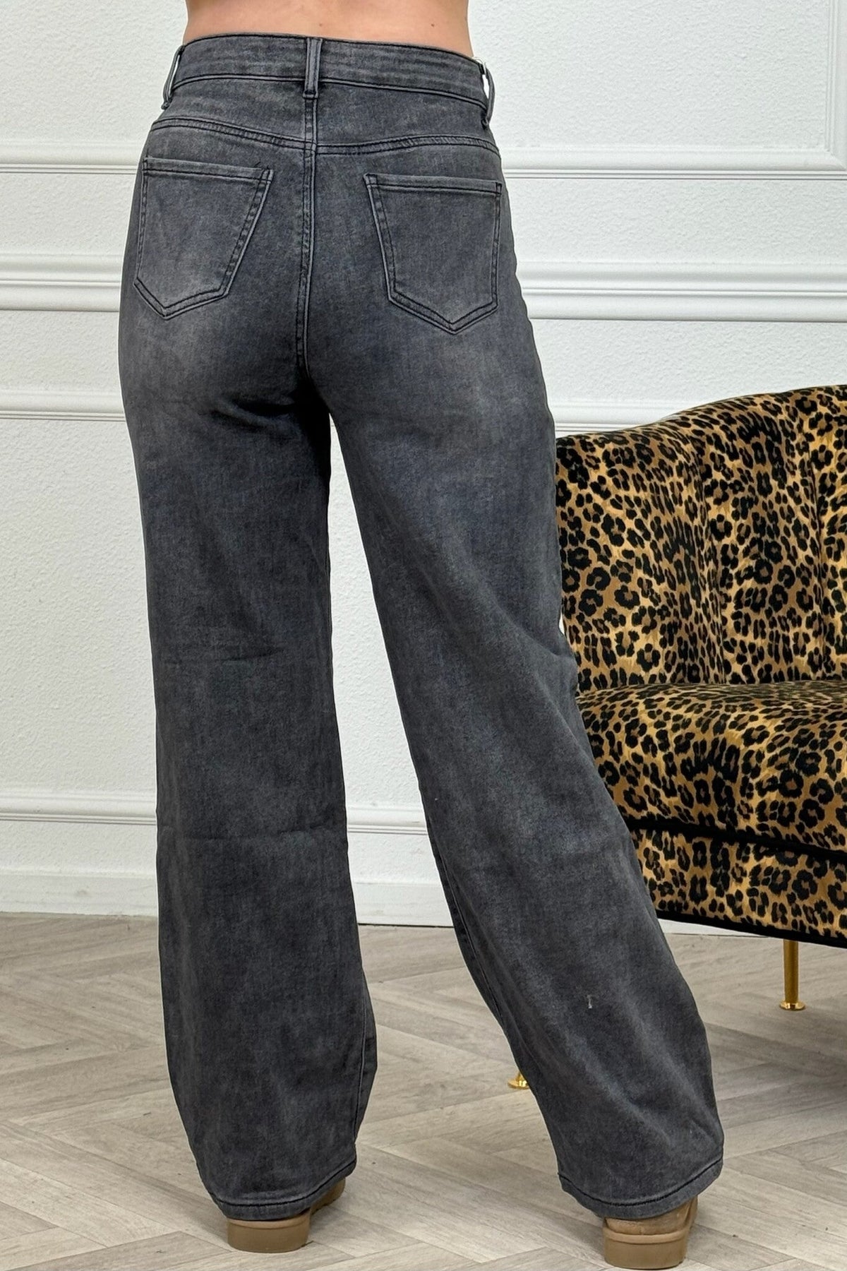 Jeans Wide Leg Vintage Gris Denim para Mujer corte wide leg