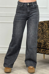 Jeans Wide Leg Vintage Gris Denim para Mujer vista frontal