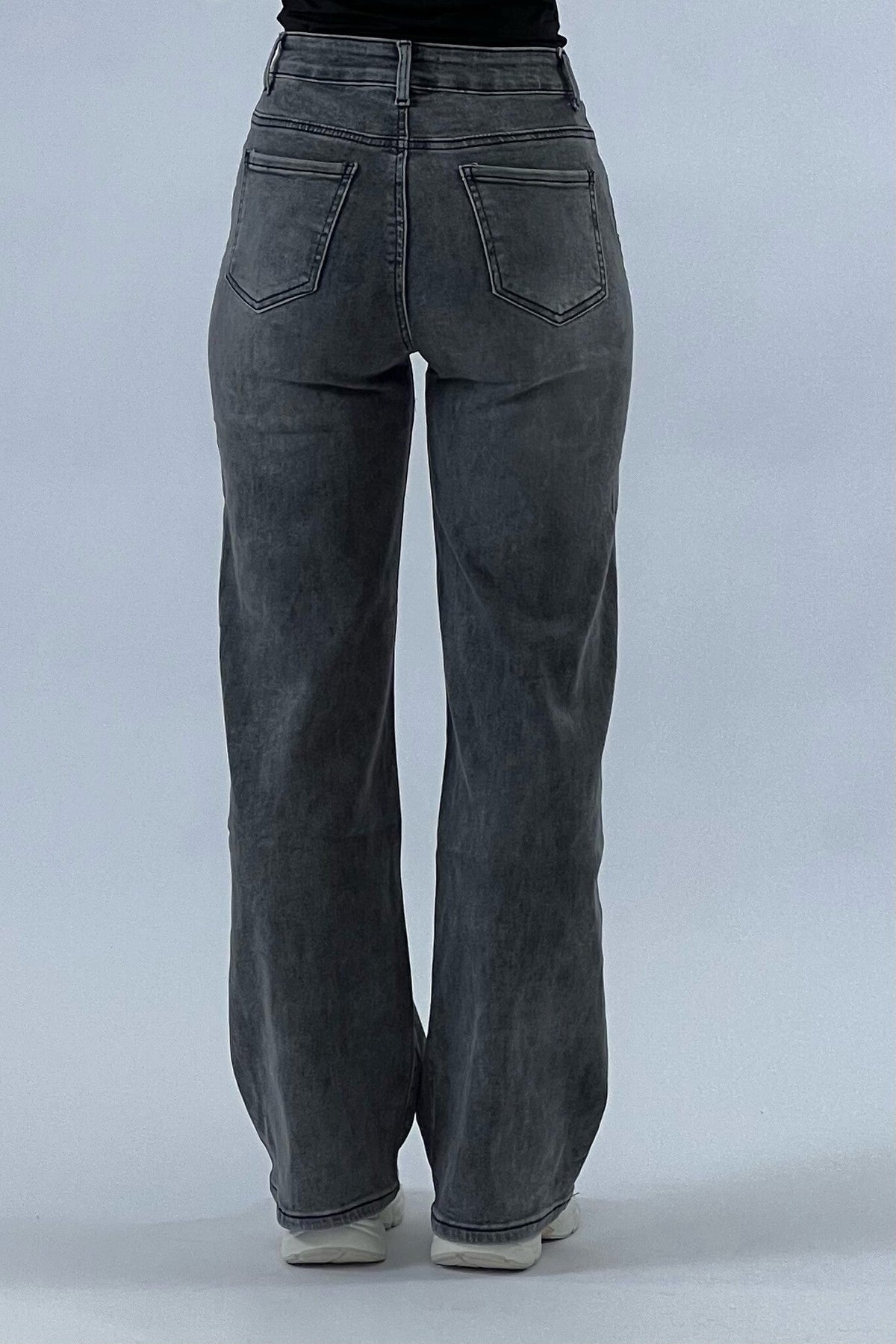 Jeans Wide Leg Vintage Gris Denim para Mujer moda femenina
