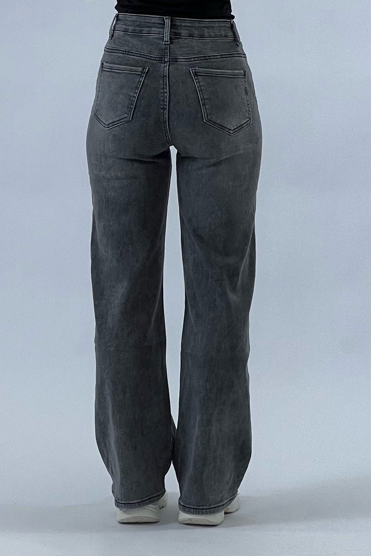 Jeans Wide Leg Vintage Gris Denim para Mujer moda femenina