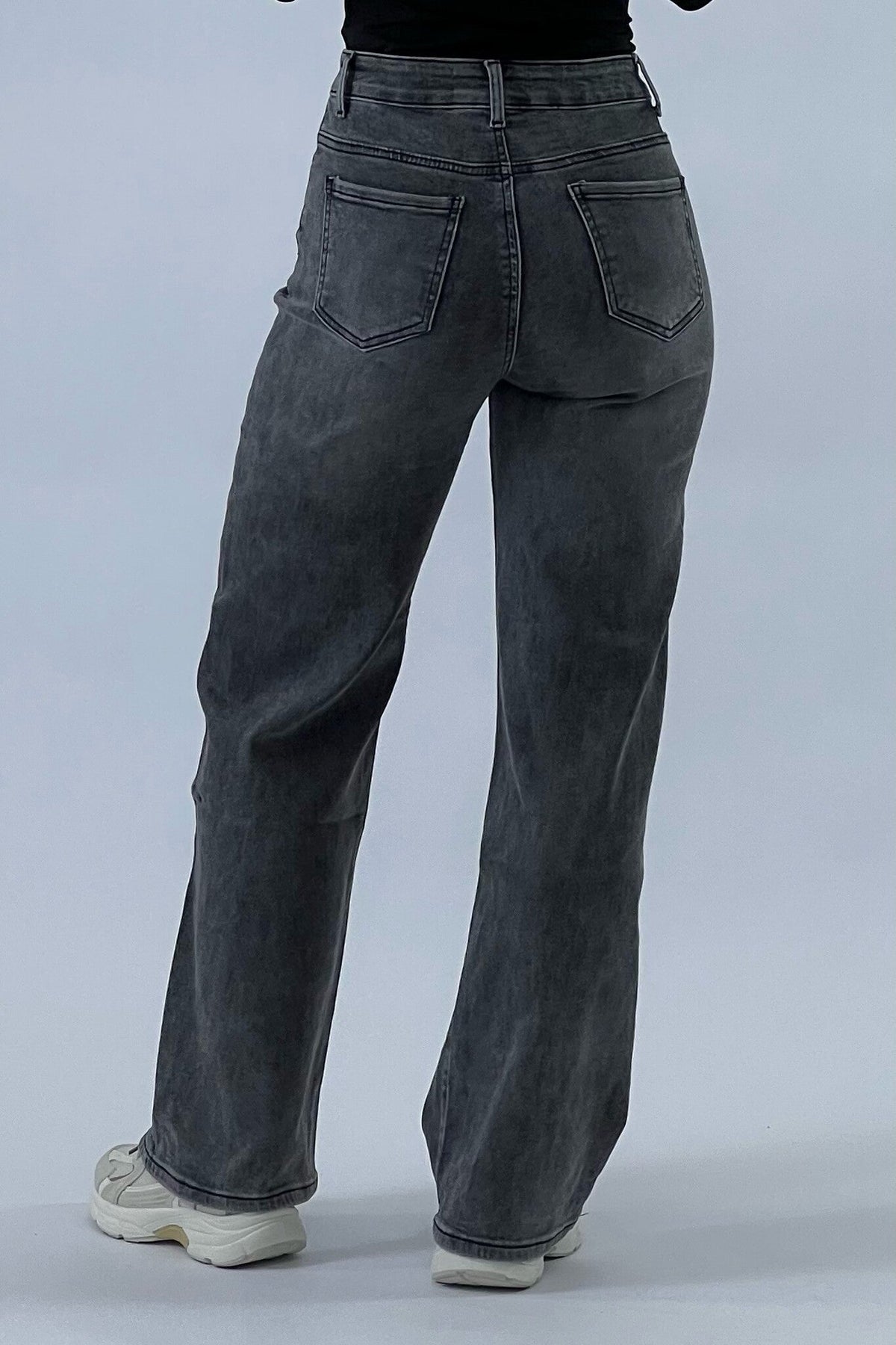 Jeans Wide Leg Vintage Gris Denim para Mujer tejido denim
