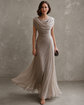 Vestido Largo Drapeado Elegance vista frontal completa
