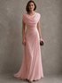 Vestido Largo Drapeado Elegance vista lateral del vestido