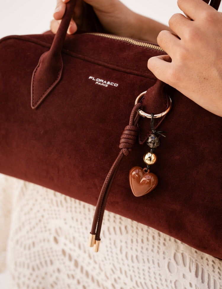 Bolso Bowling Burdeos Suede para Mujer moderno