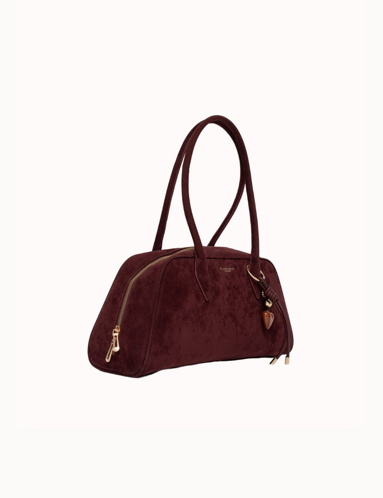 Bolso Bowling Burdeos Suede para Mujer femenino
