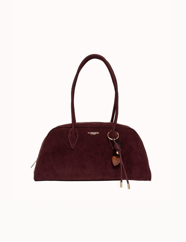Bolso Bowling Burdeos Suede para Mujer versátil