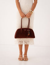 Bolso Bowling Burdeos Suede para Mujer para uso diario