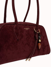 Bolso Bowling Burdeos Suede para Mujer estilo urbano