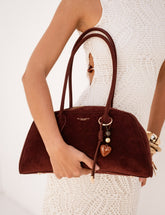 Bolso Bowling Burdeos Suede para Mujer estilo casual