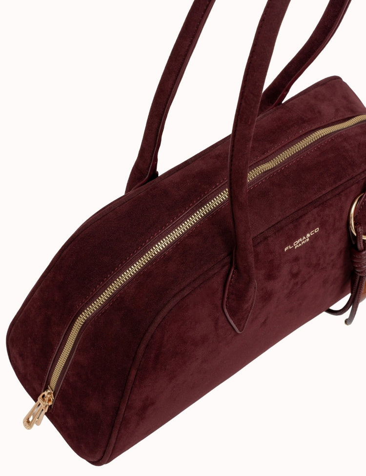 Bolso Bowling Burdeos Suede para Mujer color burdeos