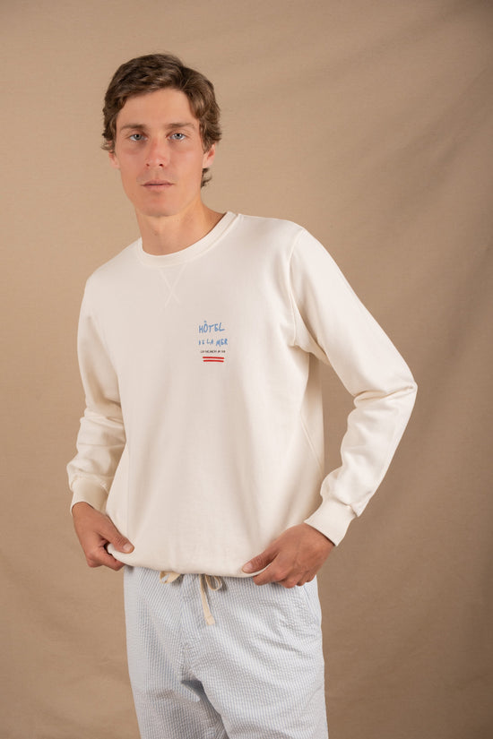 Sudadera Essential Hotel Blanco Crudo para Hombre vista frontal