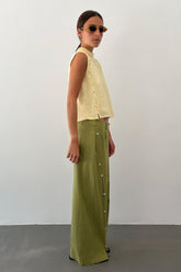 Top Amarillo de Punto con Botones para Mujer elegante